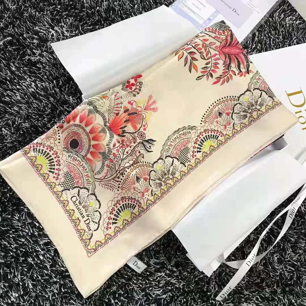 Dior Tree of Life Square Scarf Beige Silk Twill for Women Dior Tree of Life Square Scarf Beige Silk Twill for Women