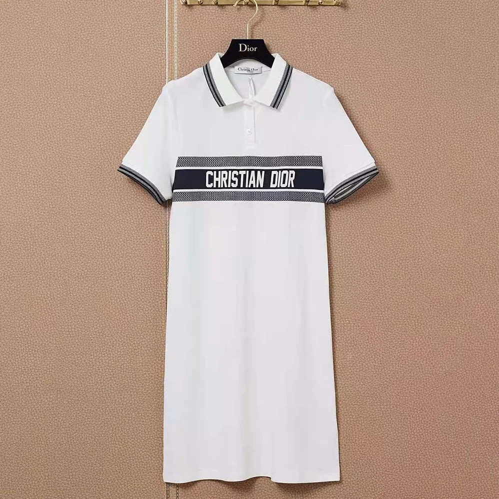Dior Dioriviera Polo Shirt Dress White and Navy Blue Cotton Jersey for Women