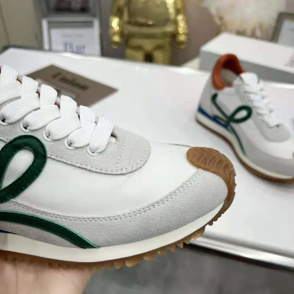 Loewe Flow Runner in Nylon and Calfskin for Women in Green Loewe Flow Runner in Nylon and Calfskin for Women in Green