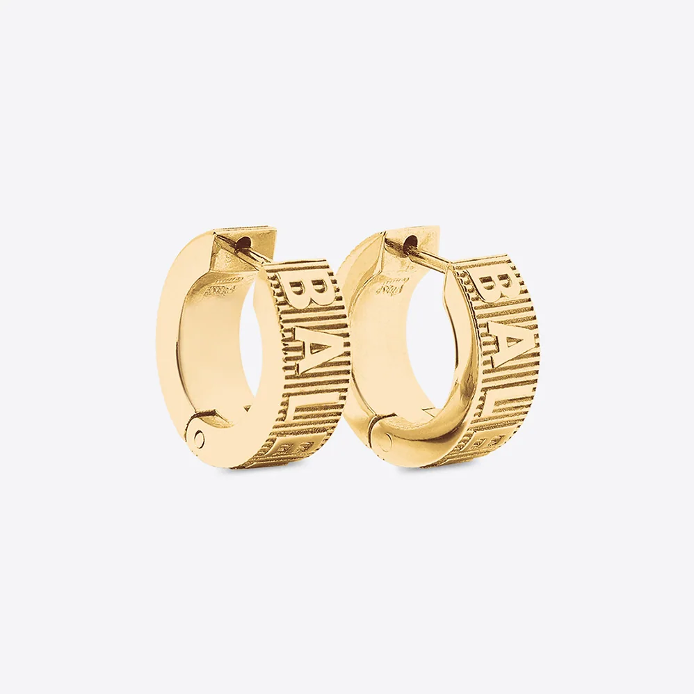 Balenciaga Force Striped Earrings in Gold Sterling Silver for Women Balenciaga Force Striped Earrings in Gold Sterling Silver for Women