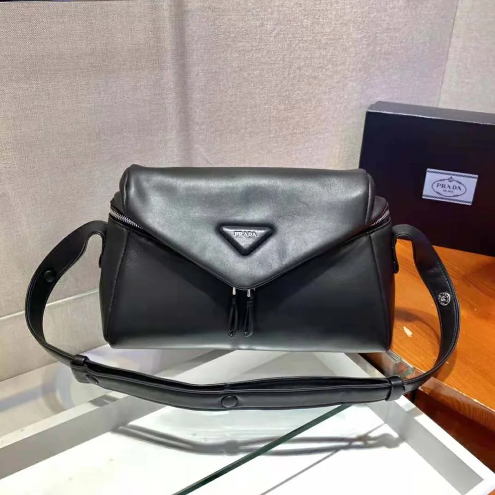 Prada Padded Nappa Leather Prada Signaux Bag for Women in Black Prada Padded Nappa Leather Prada Signaux Bag for Women in Black