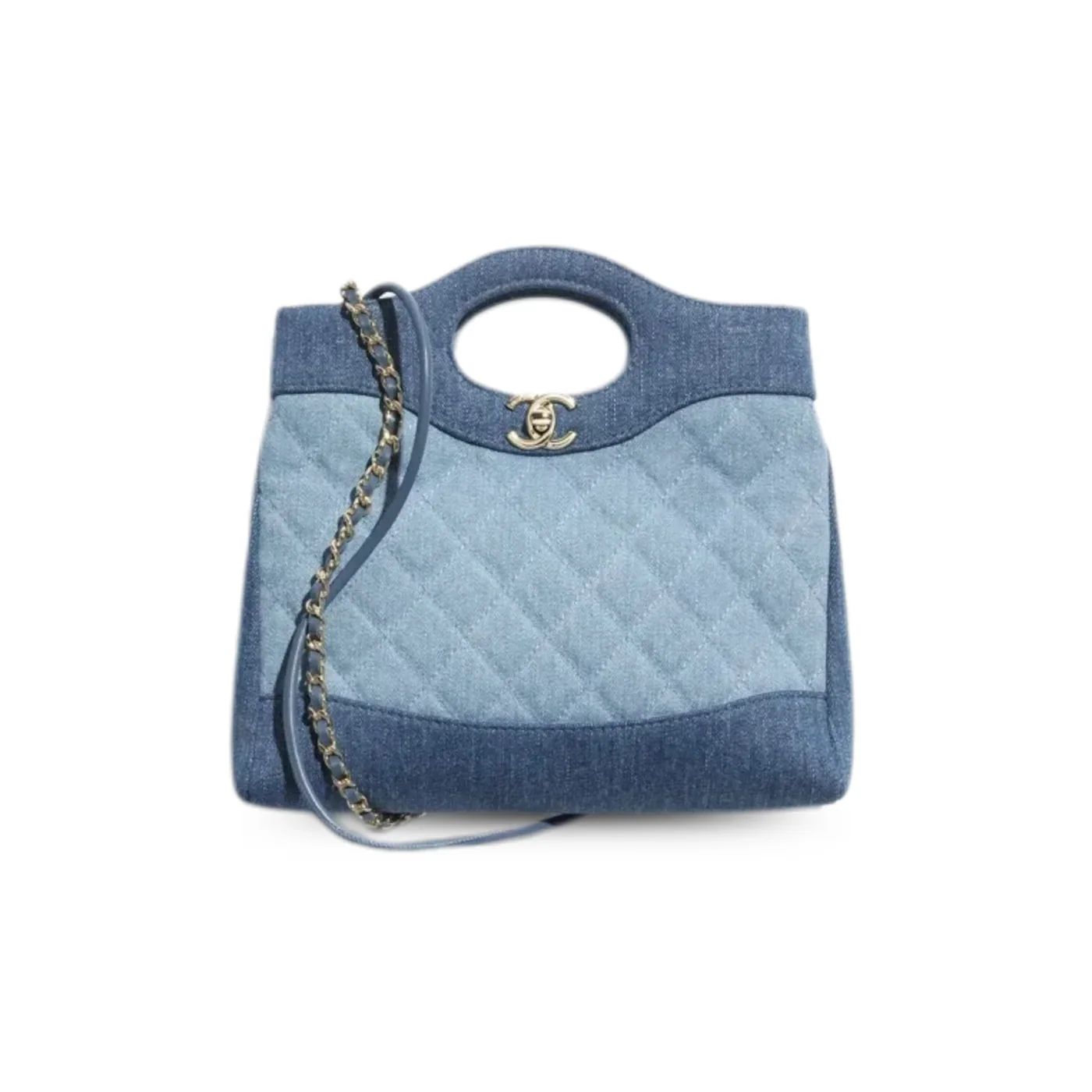 Chanel 31 Shopping Mini Crossbody Bag in Blue Gold Hardware