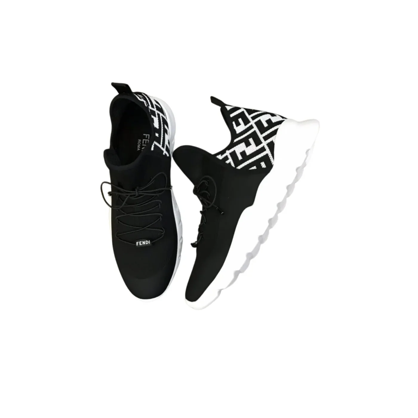 Fendi FD Technical Mesh High in Tops Sneakers White Fendi FD Technical Mesh High in Tops Sneakers White