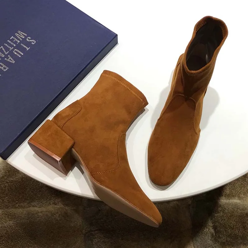 Stuart Weitzman Shoes The Accordion Bootie 40mm Heel for Women in Brown