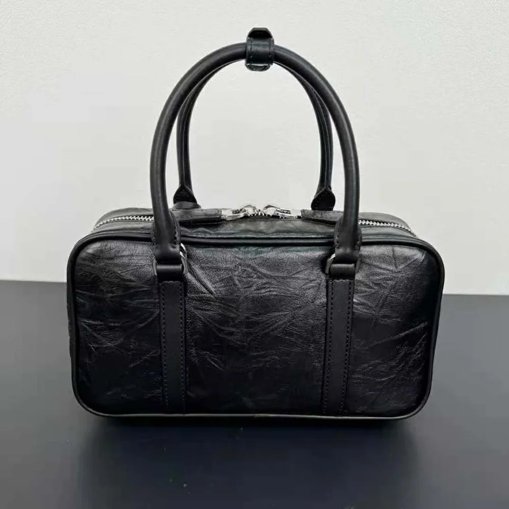 Prada Small Antique Nappa Leather Top Handle Bag for Women in Black Prada Small Antique Nappa Leather Top Handle Bag for Women in Black