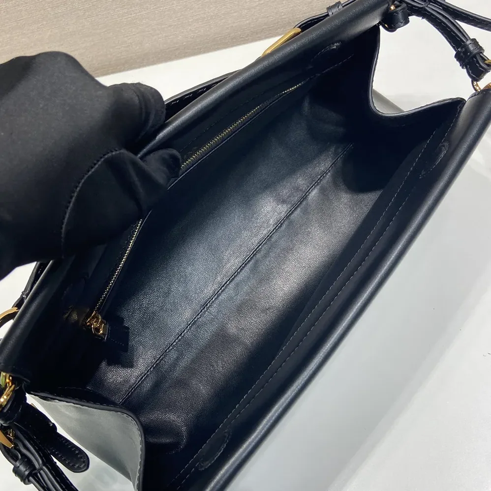 Prada Enchaîné Medium Leather Bag for Women in Black
