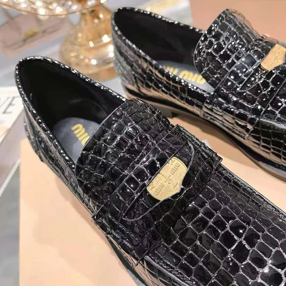 Miu Miu Croco for Women in print Leather Penny Loafers Miu Miu Croco for Women in print Leather Penny Loafers
