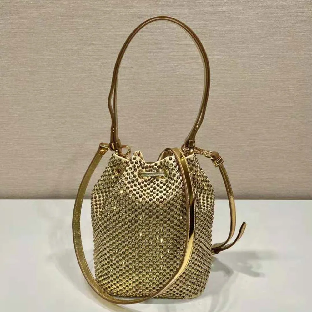 Prada Satin Mini-Bag with Crystals for Women in Gold Prada Satin Mini-Bag with Crystals for Women in Gold