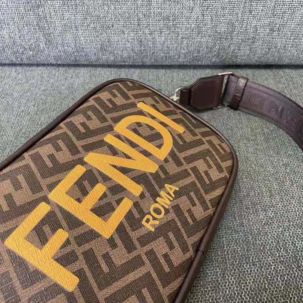 Fendi Camera Case Brown FF Fabric Bag for Men