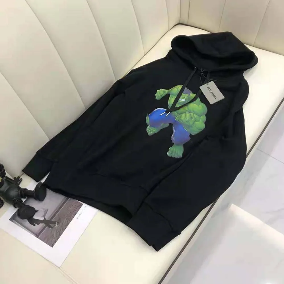 Balenciaga Hulk 2021Marvel Medium Fit Hoodie in Black Medium Fleece for Women