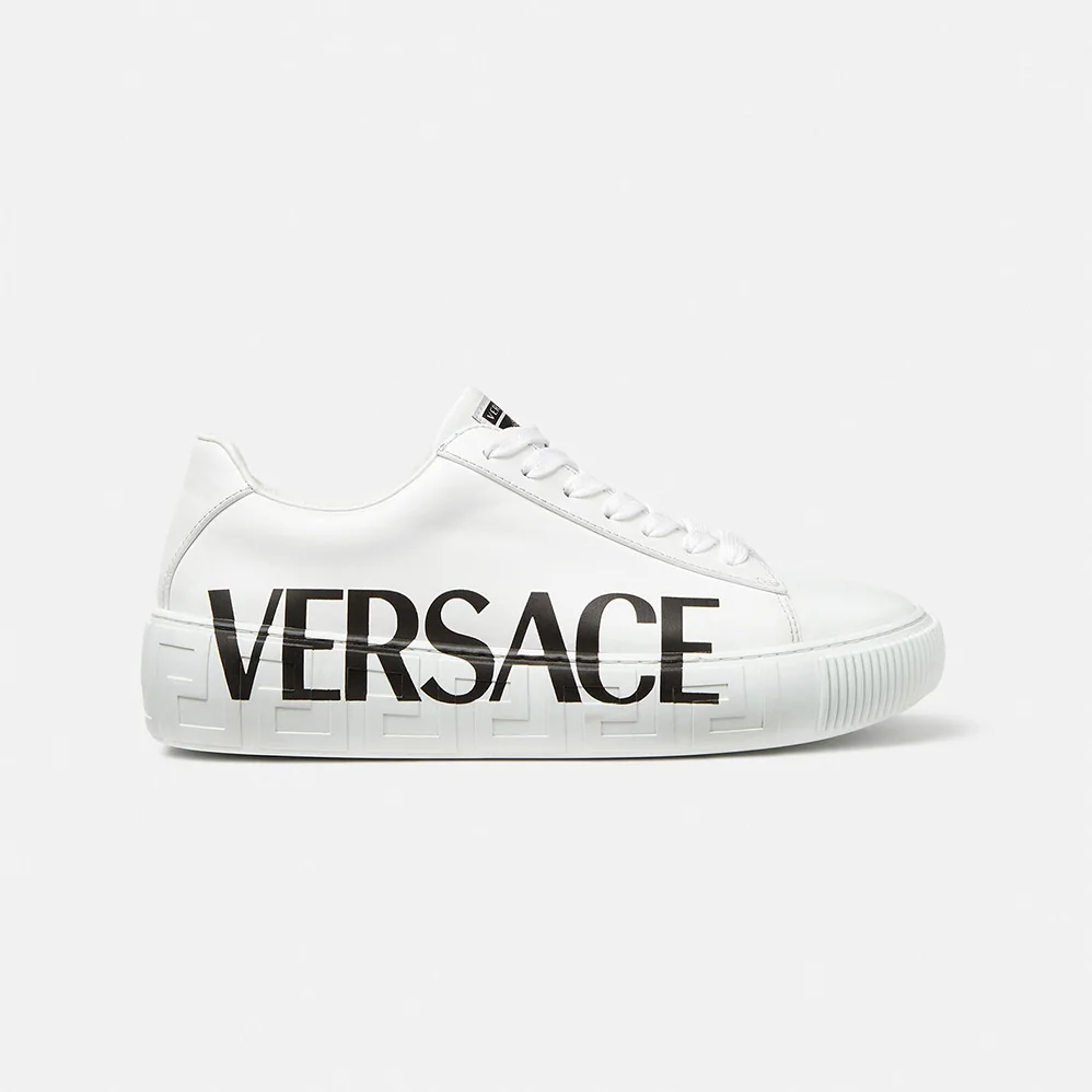 Versace Shoes Greca Logo Sneakers for Unisex in White Versace Shoes Greca Logo Sneakers for Unisex in White