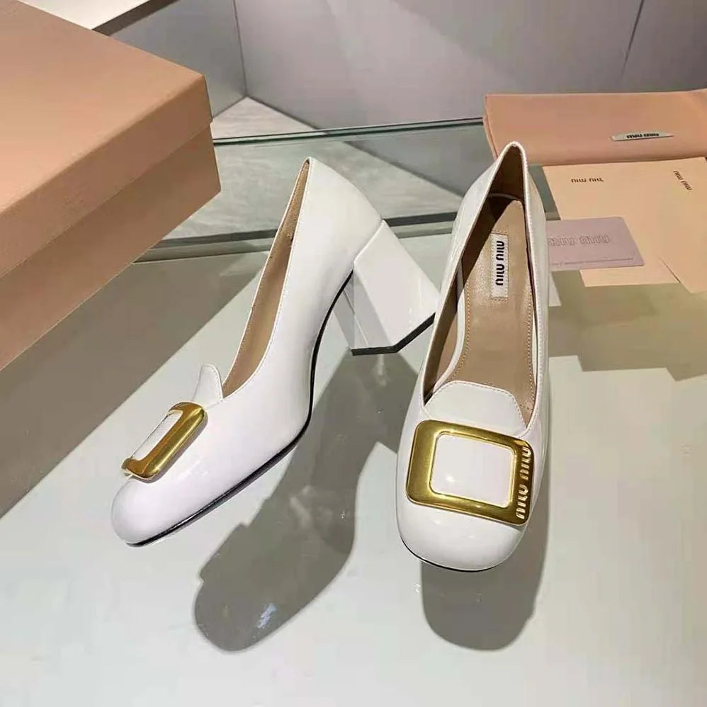 Miu Miu Patent Leather Pumps in 65 mm Heel Height for Women in White Miu Miu Patent Leather Pumps in 65 mm Heel Height for Women in White