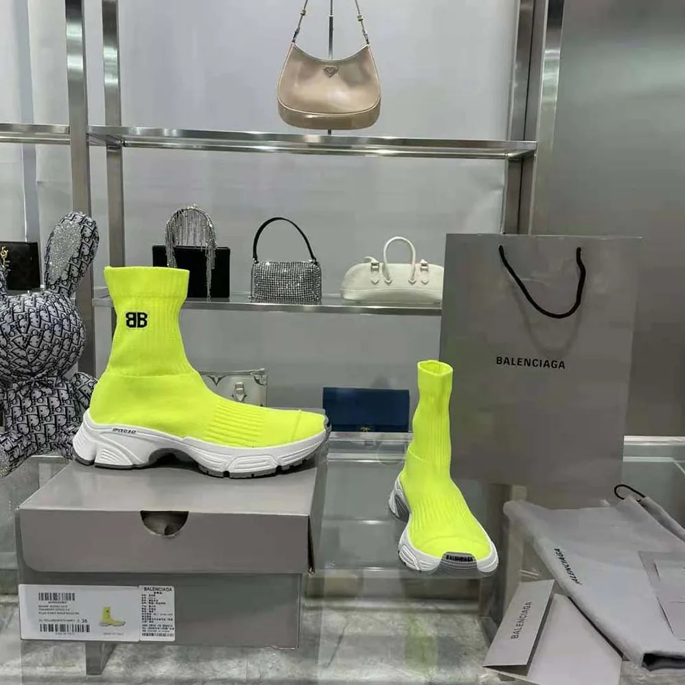 Balenciaga Speed 3.0 Sneaker in Neon Yellow Recycled Knit for Women