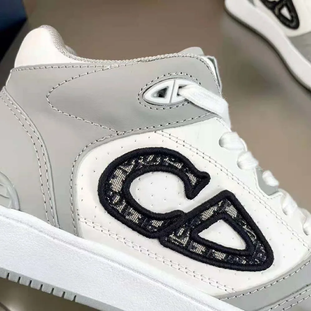Dior B57 Mid-Top Sneaker Gray and White Smooth Calfskin for Men Dior B57 Mid-Top Sneaker Gray and White Smooth Calfskin for Men