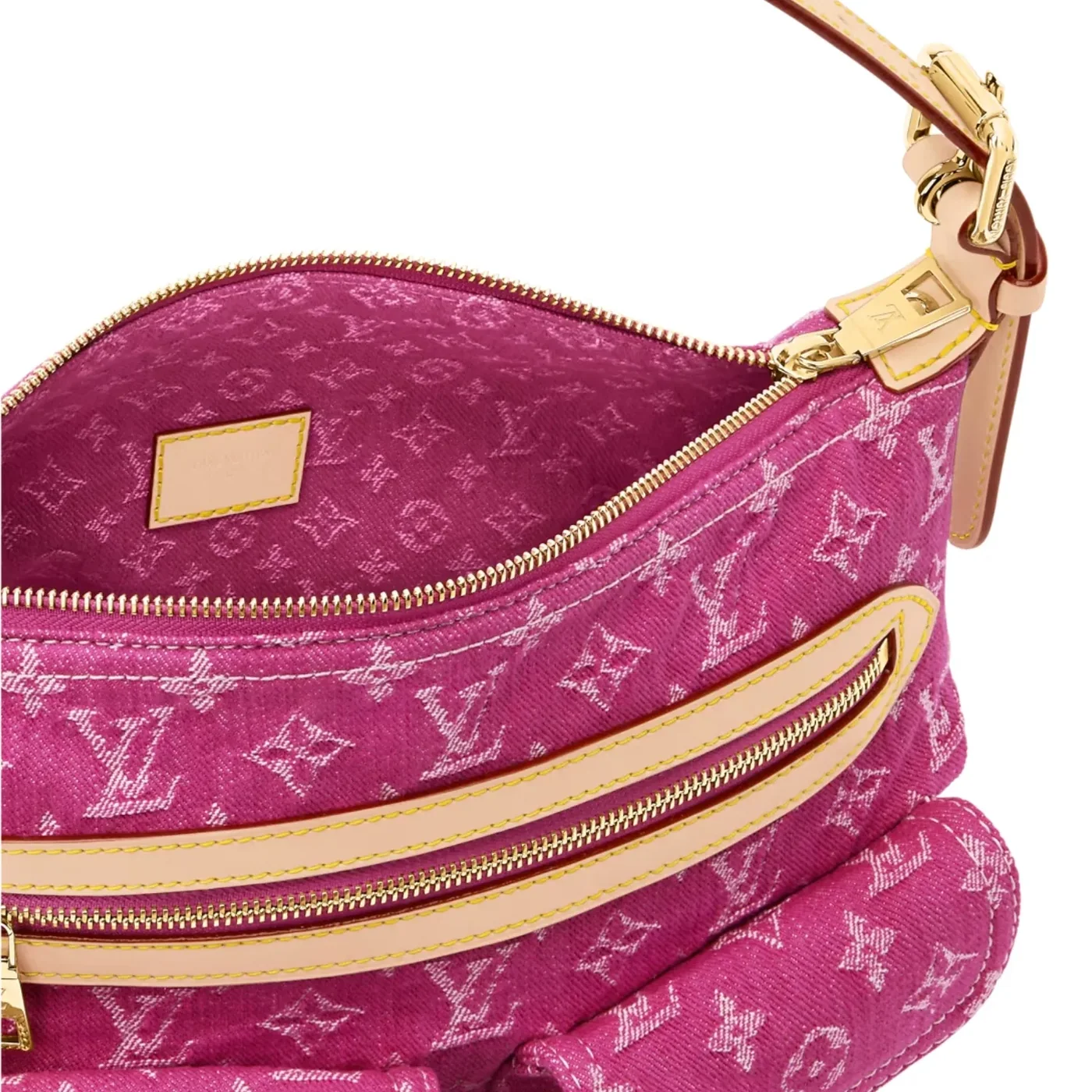 Louis Vuitton Baggy Shouder Bag in Fuchsia Denim Gold Hardware