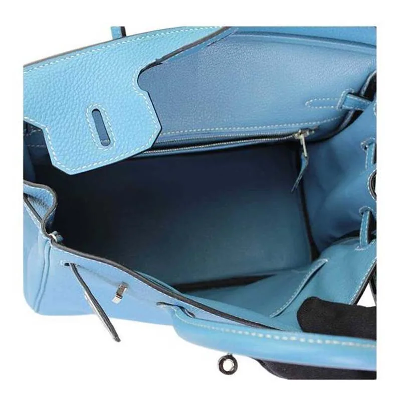 Hermes Birkin 25 Bag in Togo Leather with Silver Hardware in Blue Hermes Birkin 25 Bag in Togo Leather with Silver Hardware in Blue