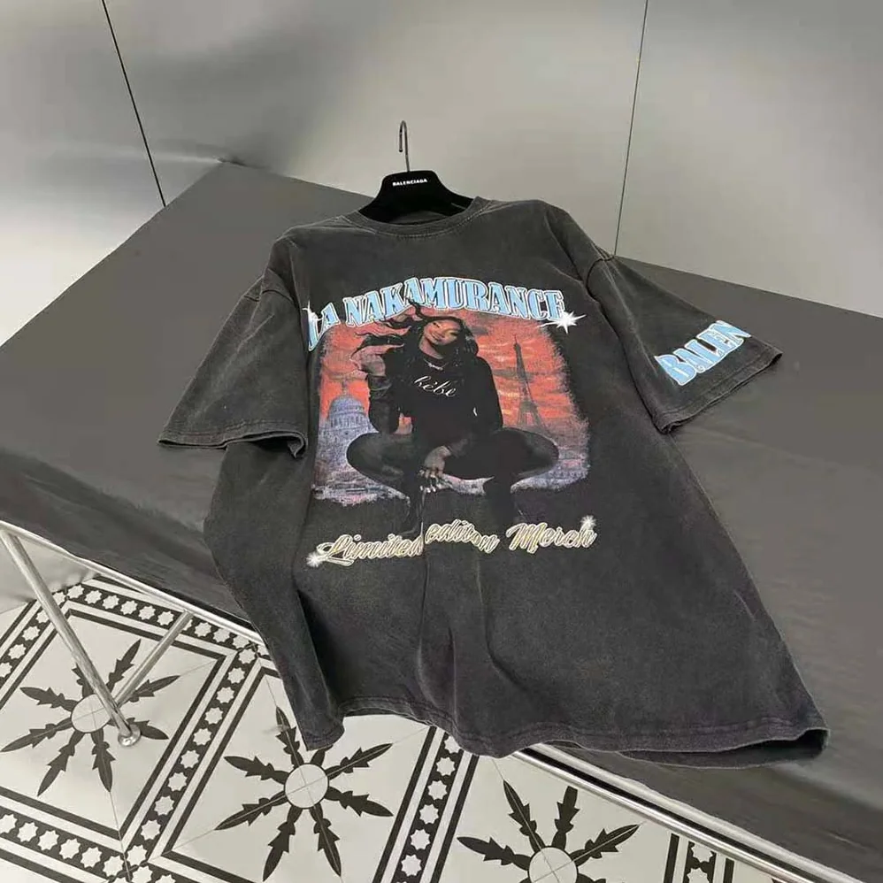 Balenciaga Music Aya Nakamura Merch T-shirt Large Fit in Black for Women Balenciaga Music Aya Nakamura Merch T-shirt Large Fit in Black for Women