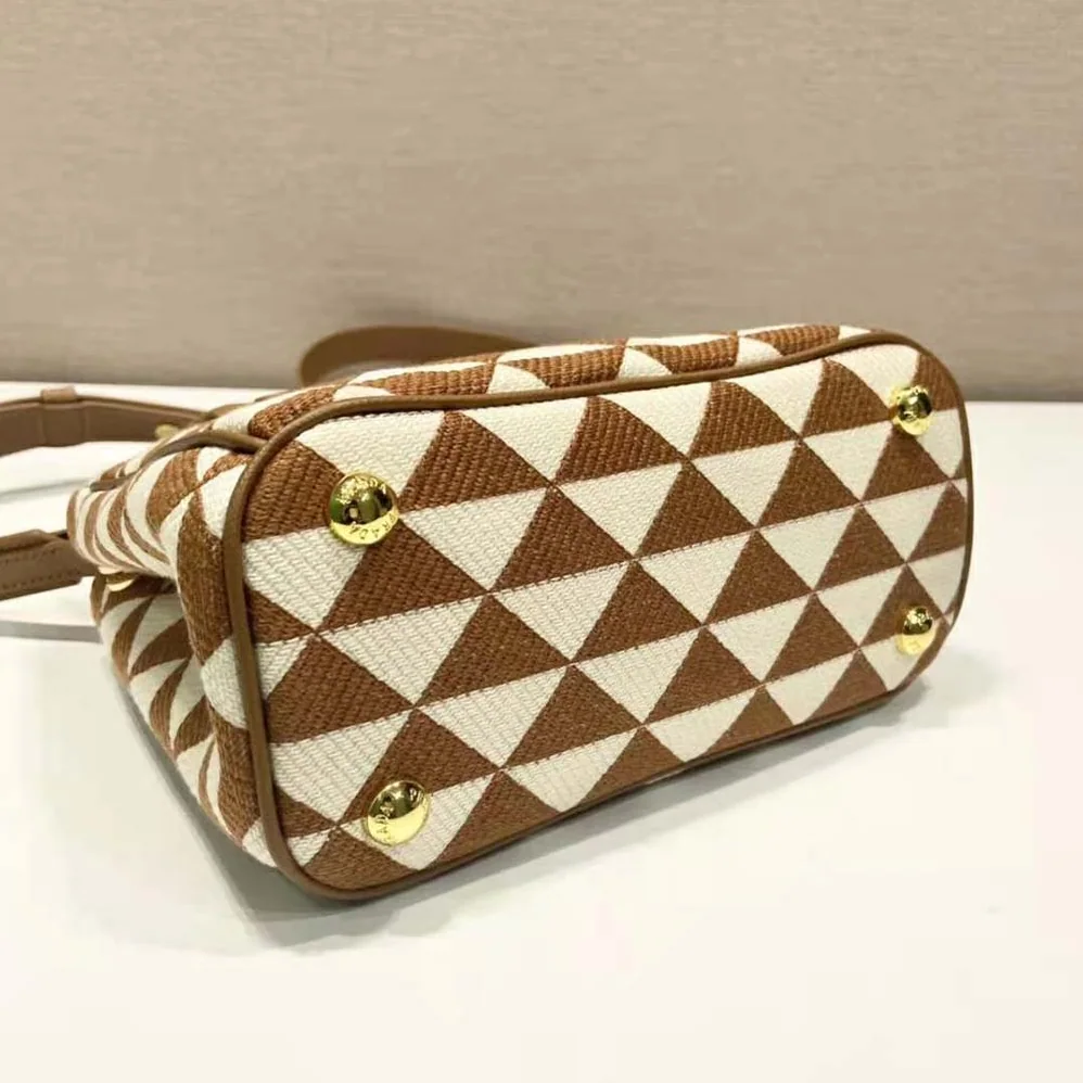 Prada Galleria Embroidered Jacquard Fabric Micro-Bag for Women in Brown Prada Galleria Embroidered Jacquard Fabric Micro-Bag for Women in Brown