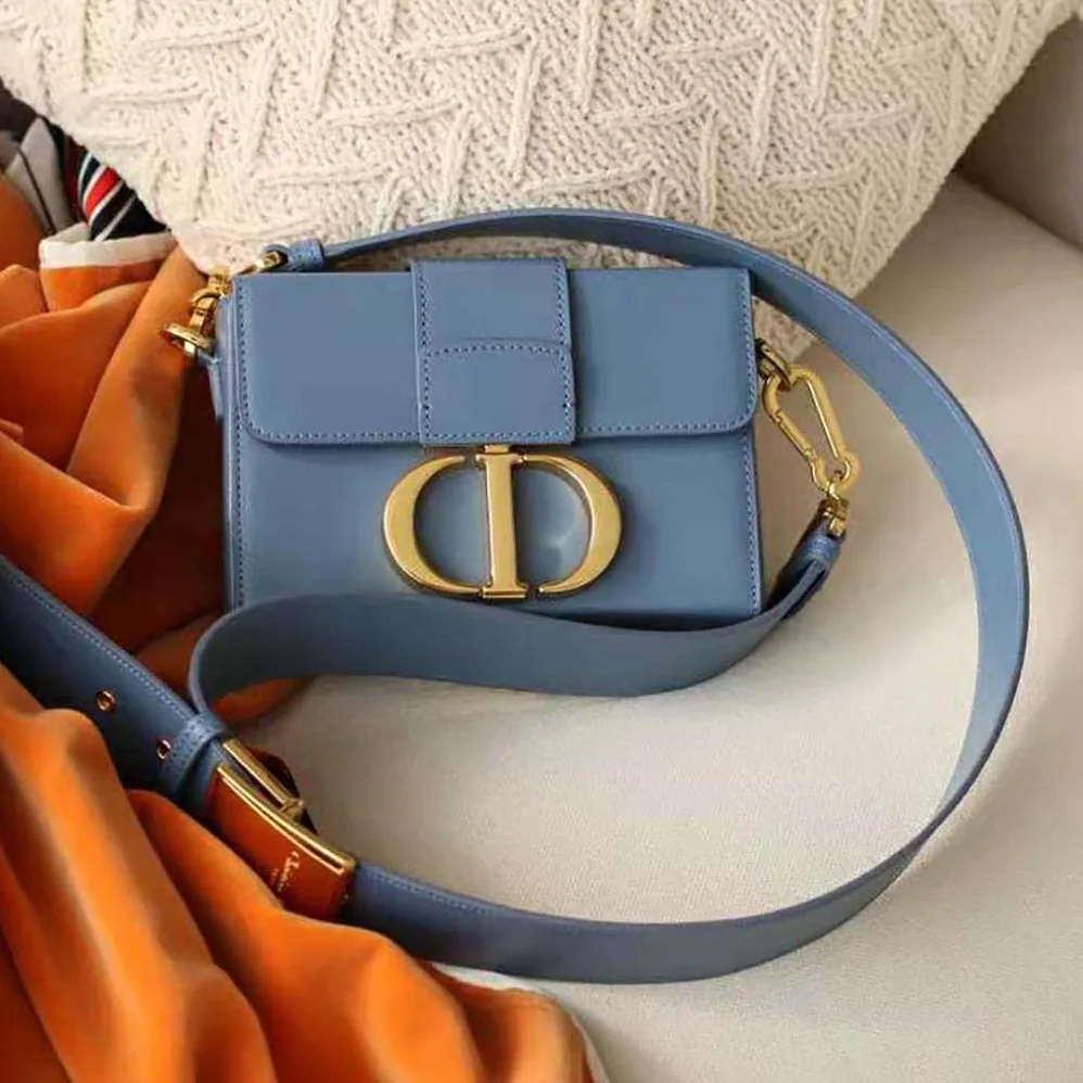 Dior 30 Montaigne Box Bag Denim Blue Box Calfskin for Women
