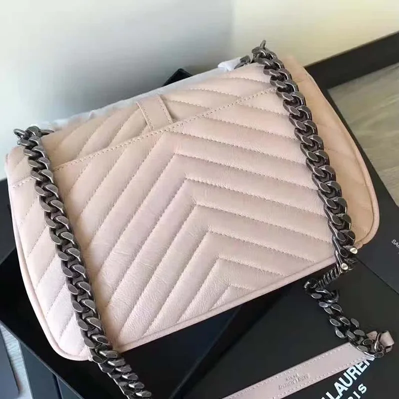 Saint Laurent YSL Classic Medium College Bag Matelasse Leather in Pink Saint Laurent YSL Classic Medium College Bag Matelasse Leather in Pink