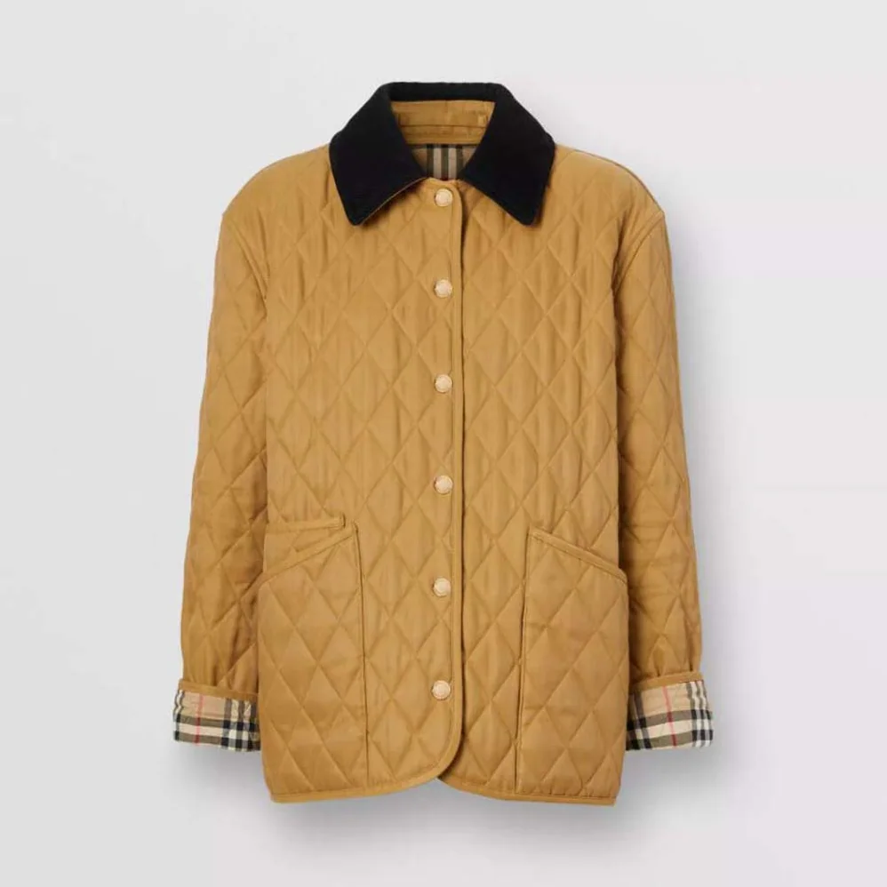 Burberry Corduroy Collar Diamond Quilted Jacket for Women