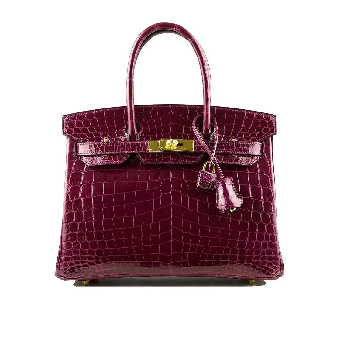 Hermes Birkin 30 Bag in Alligator Leather with Gold Hardware in Maroon Hermes Birkin 30 Bag in Alligator Leather with Gold Hardware in Maroon