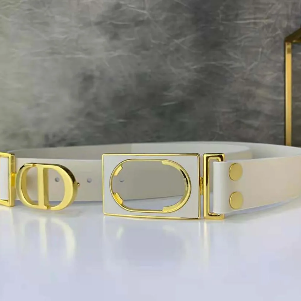 Dior 30 Montaigne Belt White Calfskin, 30 MM for Women
