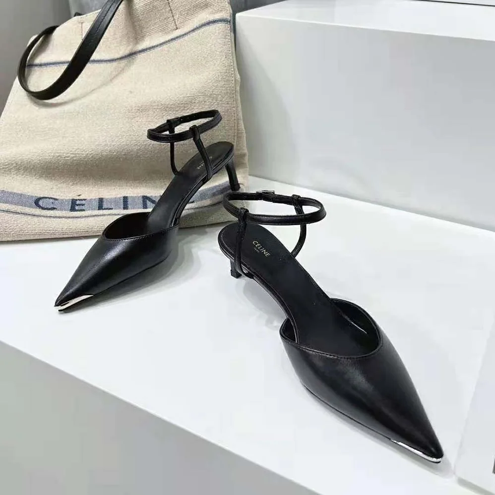 Celine Kitten Metal Toe Pump in Calfskin for Women in Black Celine Kitten Metal Toe Pump in Calfskin for Women in Black