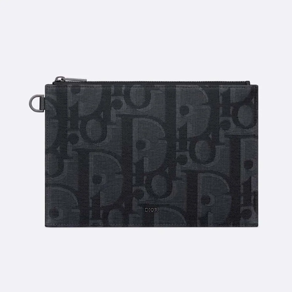 Dior A5 Pouch Black Maxi Dior Oblique Jacquard for Men Dior A5 Pouch Black Maxi Dior Oblique Jacquard for Men