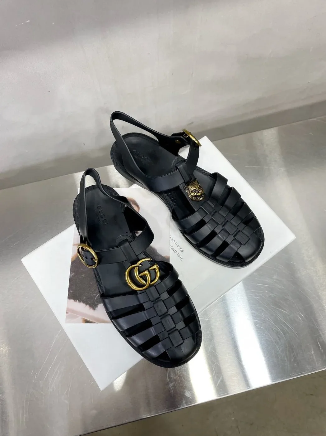 Gucci Rubber Buckle Strap Sandal Black for Women Gucci Rubber Buckle Strap Sandal Black for Women