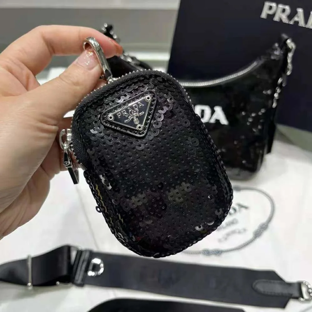Prada Re-Edition 2000 Sequined Re-Nylon Mini-Bag for Women in Black