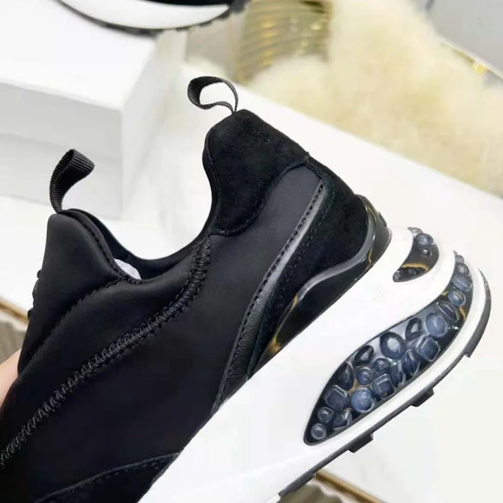 Jimmy Choo Memphis/F Ballet Black Neoprene and Leather Low Top Trainers for Women Jimmy Choo Memphis/F Ballet Black Neoprene and Leather Low Top Trainers for Women