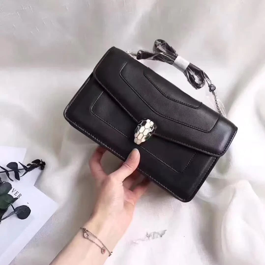 Bvlgari Serpenti Forever Small Flap Cover Chain Bag Calfskin in Black Bvlgari Serpenti Forever Small Flap Cover Chain Bag Calfskin in Black