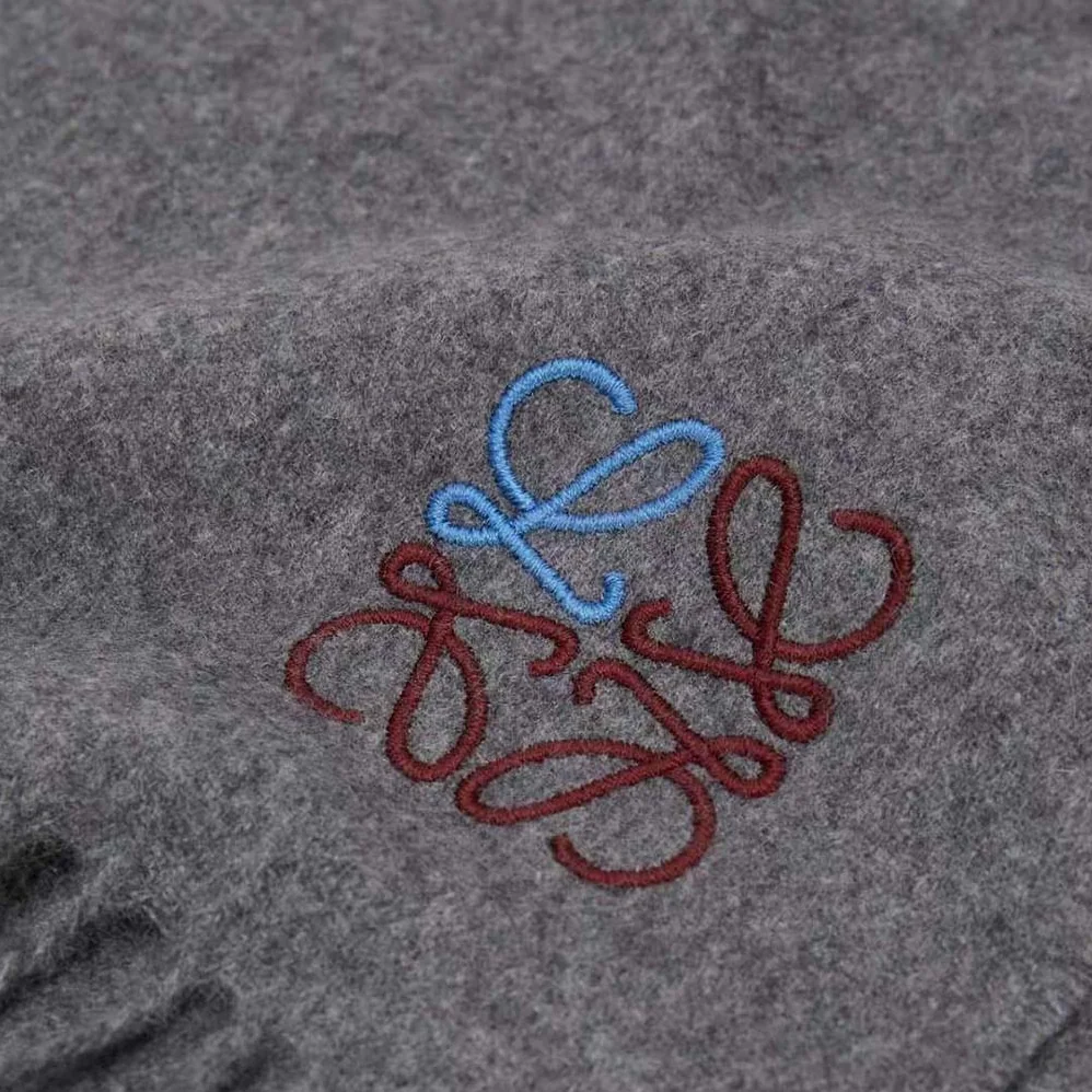 Loewe Anagram Scarf in Cashmere for Women in Gray Loewe Anagram Scarf in Cashmere for Women in Gray