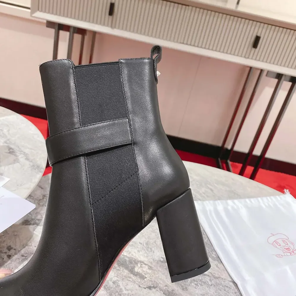 Christian Louboutin CL Chelsea Lug 100 mm Low Boots Calf Leather for Women in Black