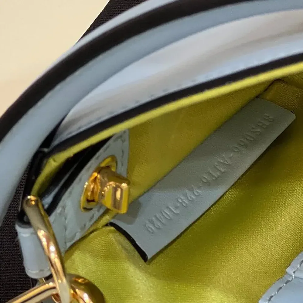Fendi Brooch Mini Baguette Fendace Blue Leather Bag for Women Fendi Brooch Mini Baguette Fendace Blue Leather Bag for Women