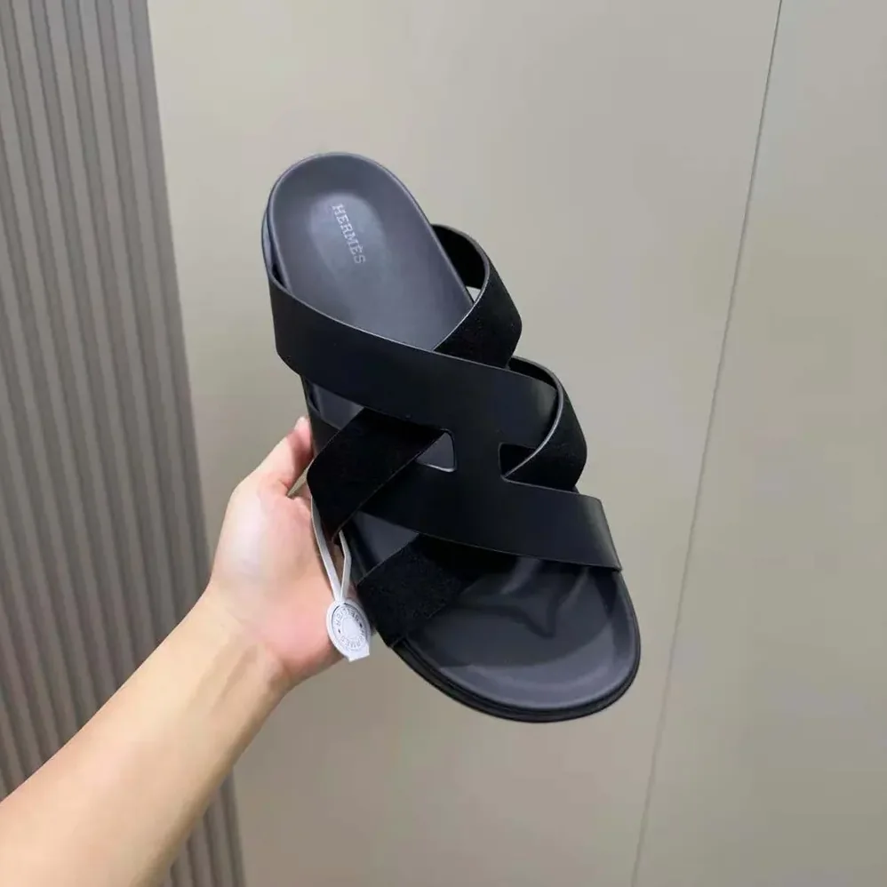 Hermes Kazimir Sandal for Unisex in Black
