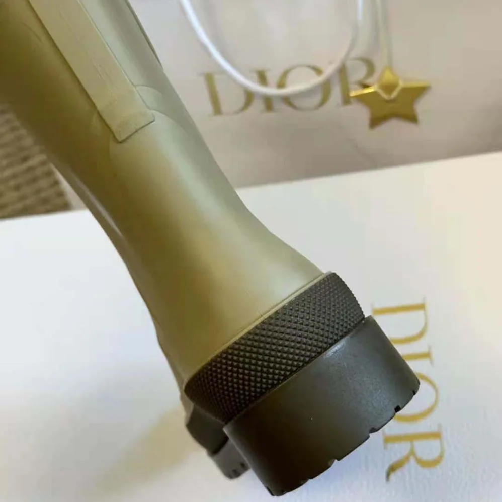 Dior Diorunion Rain Boot Beige and Brown Two-Tone Rubber with Dior Union Motif for Women Dior Diorunion Rain Boot Beige and Brown Two-Tone Rubber with Dior Union Motif for Women