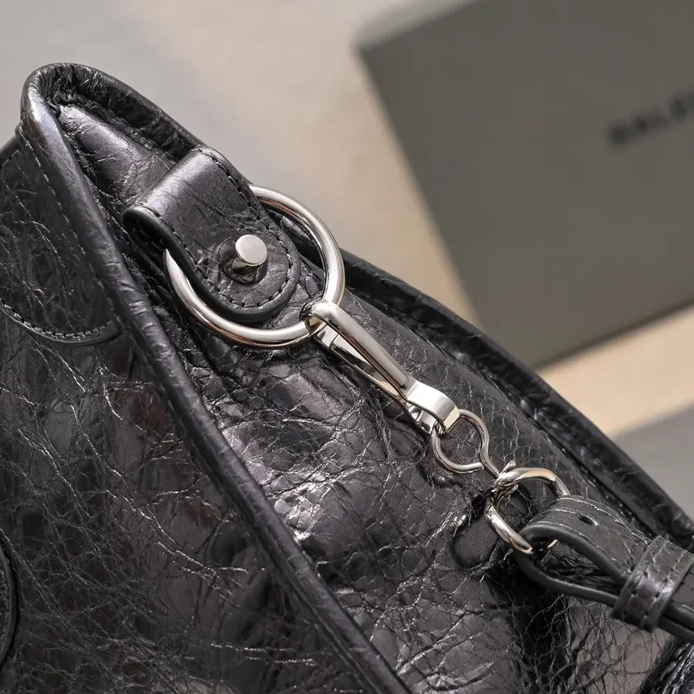 Balenciaga Le City Medium Bag in Black Arena Lambskin for Women Balenciaga Le City Medium Bag in Black Arena Lambskin for Women