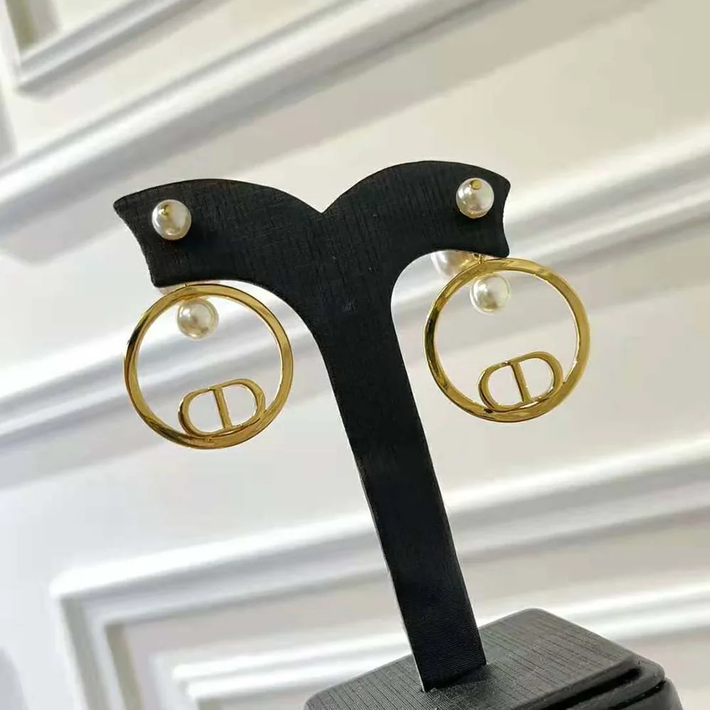 Dior Tribales Earrings Gold-Finish Metal and White Resin Pearls for Women