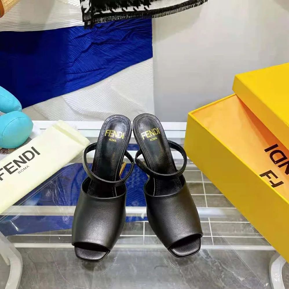 Fendi First Black Leather High for Women in Heeled Sandals Fendi First Black Leather High for Women in Heeled Sandals
