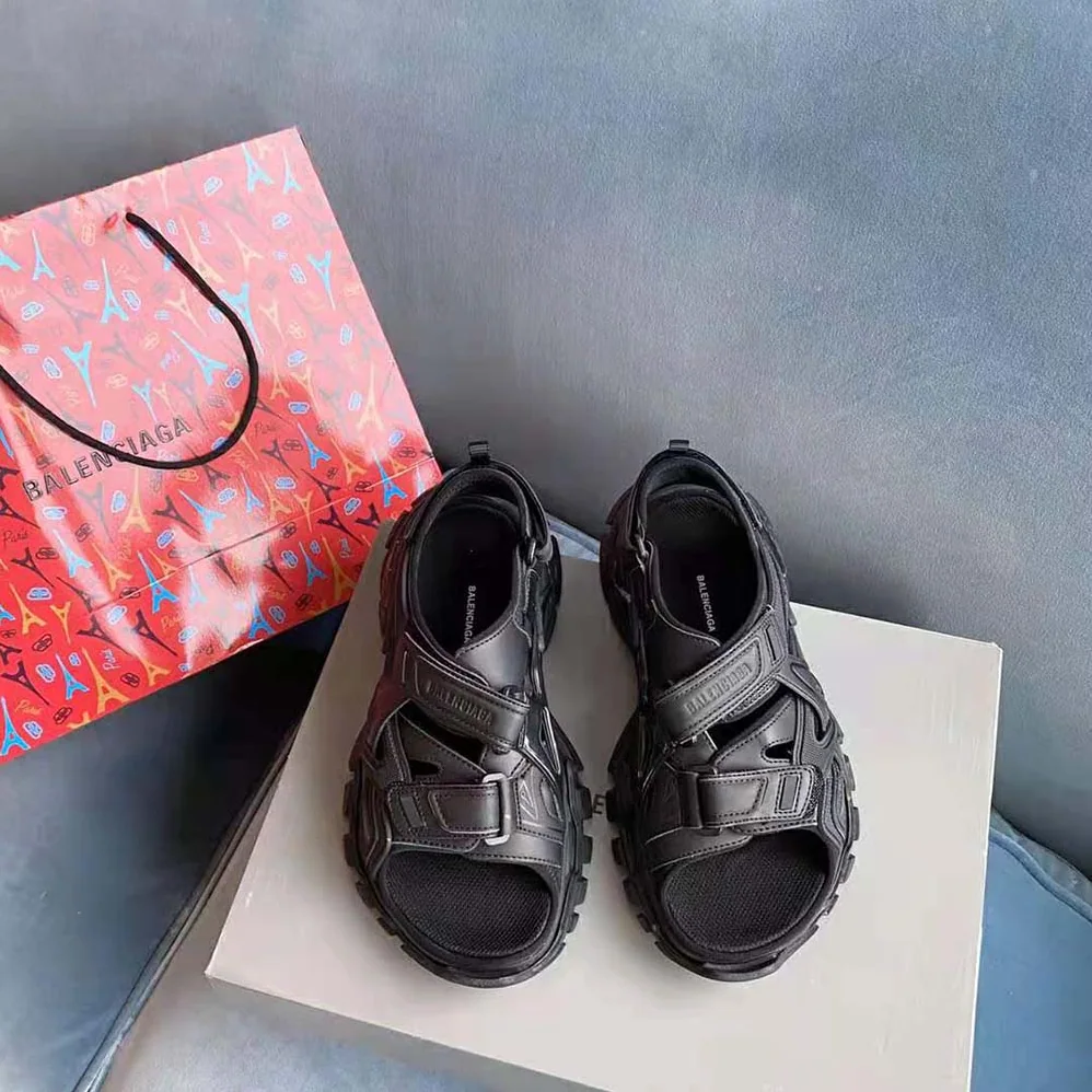 Balenciaga Track Sandal in Black Neoprene and Rubber for Women