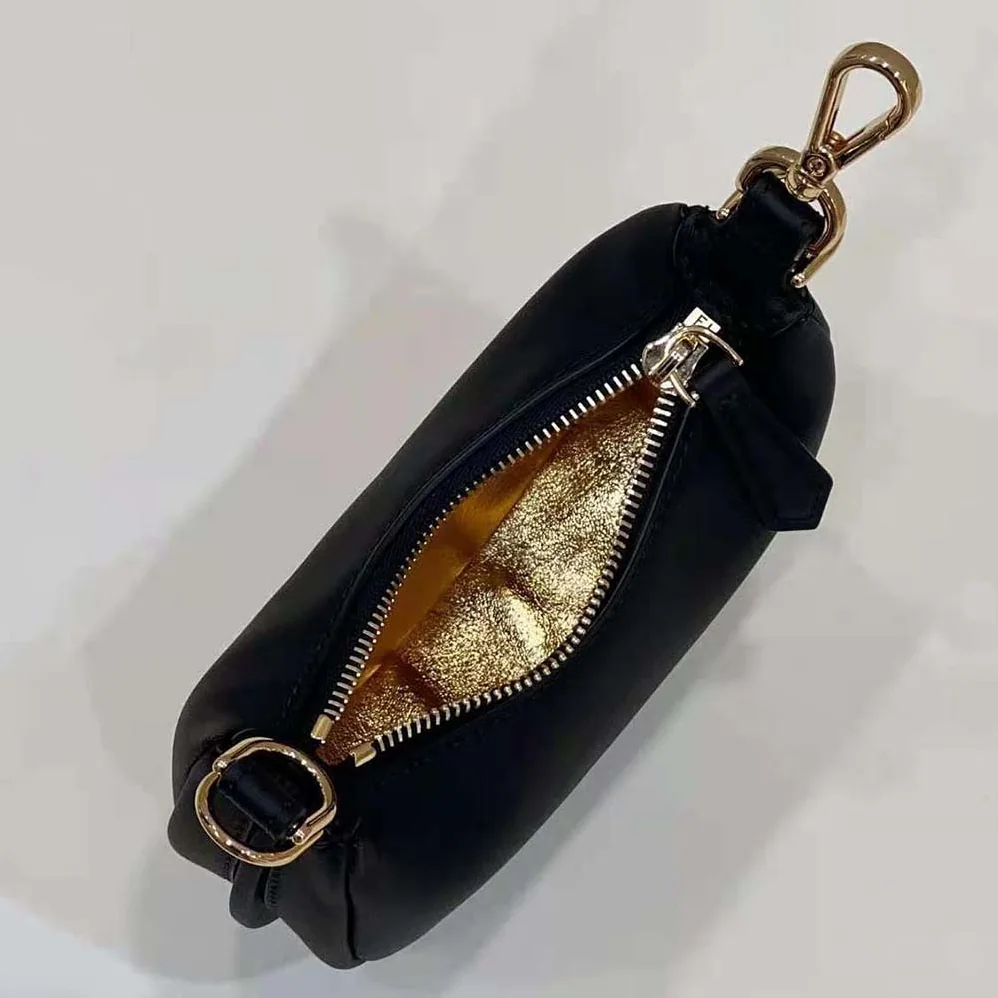 Fendi Nano Fendigraphy Black Leather Charm for Women Fendi Nano Fendigraphy Black Leather Charm for Women