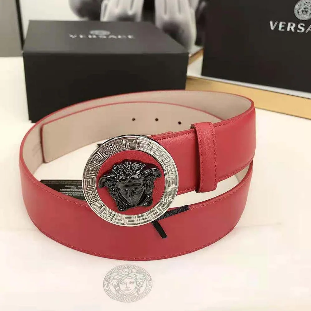 Versace Medusa Biggie Reversible Leather Belt for Men in Red Versace Medusa Biggie Reversible Leather Belt for Men in Red