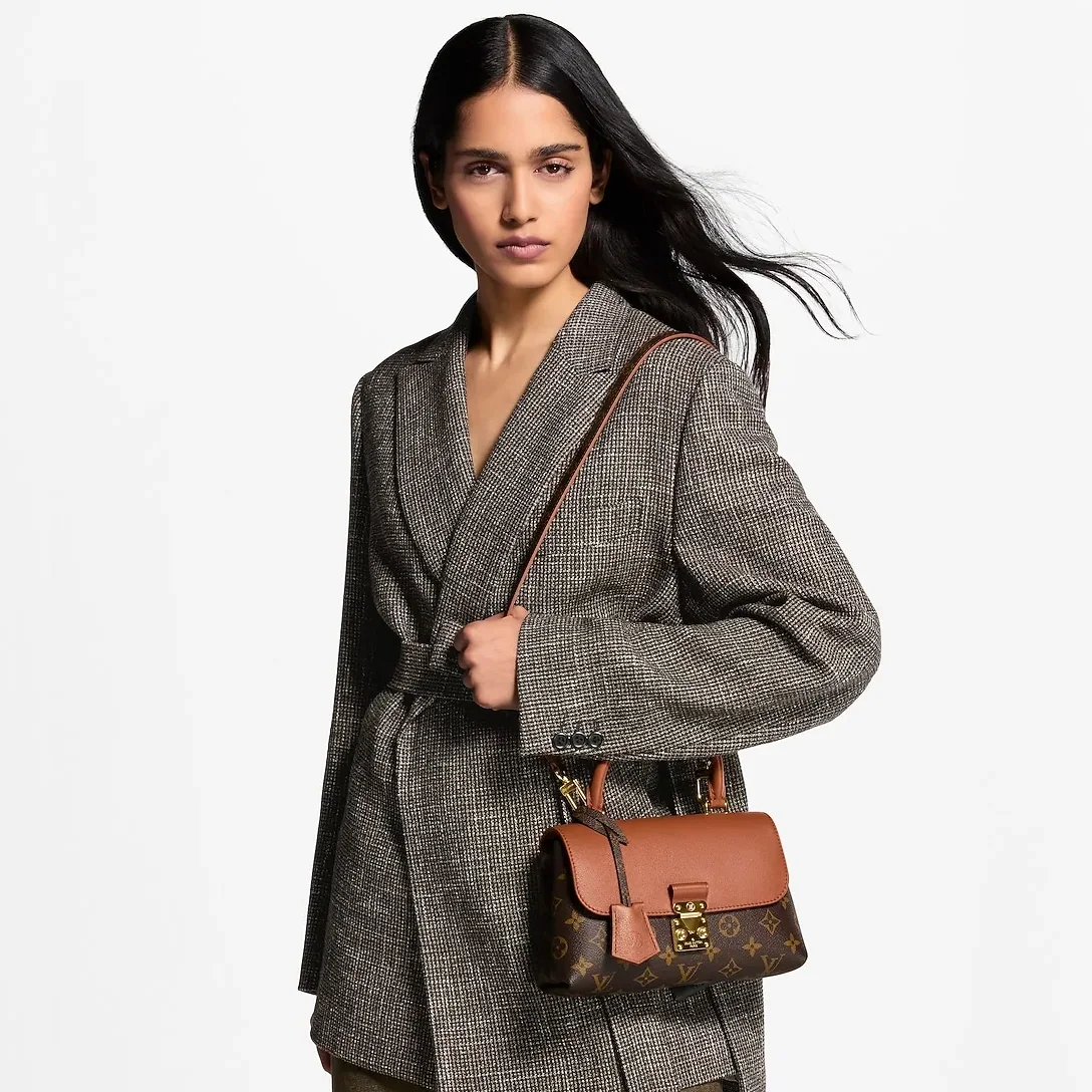 Louis Vuitton Madeleine BB Top Handle Bag / Cognac Brown Monogram Gold Hardware