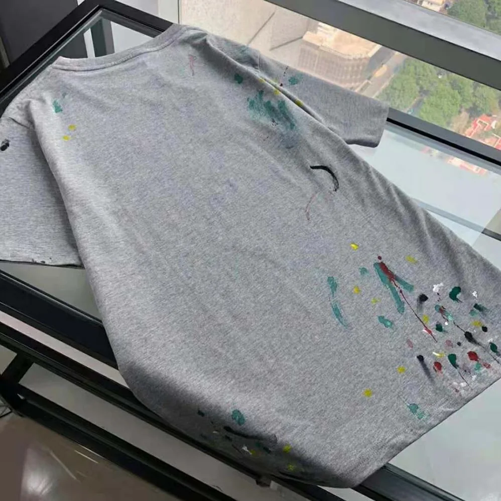 Dior Oversized Dior T-shirt Gray Cotton Jersey with Paint Print for Women Dior Oversized Dior T-shirt Gray Cotton Jersey with Paint Print for Women