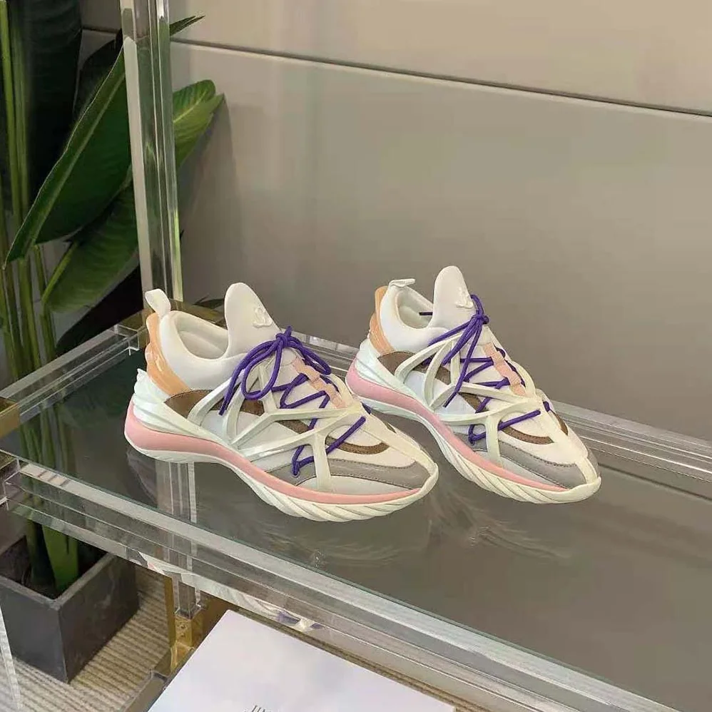 Jimmy Choo Cosmos/F White and Ballet Pink Leather and Neoprene Low for Women in Top Trainers