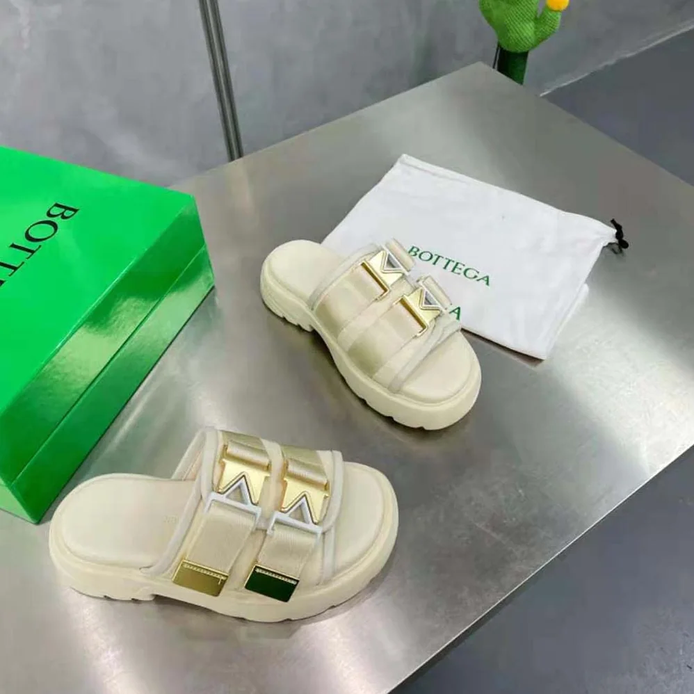 Bottega Veneta Flash Padded Technical Fabric Flat Sandals for Women in White
