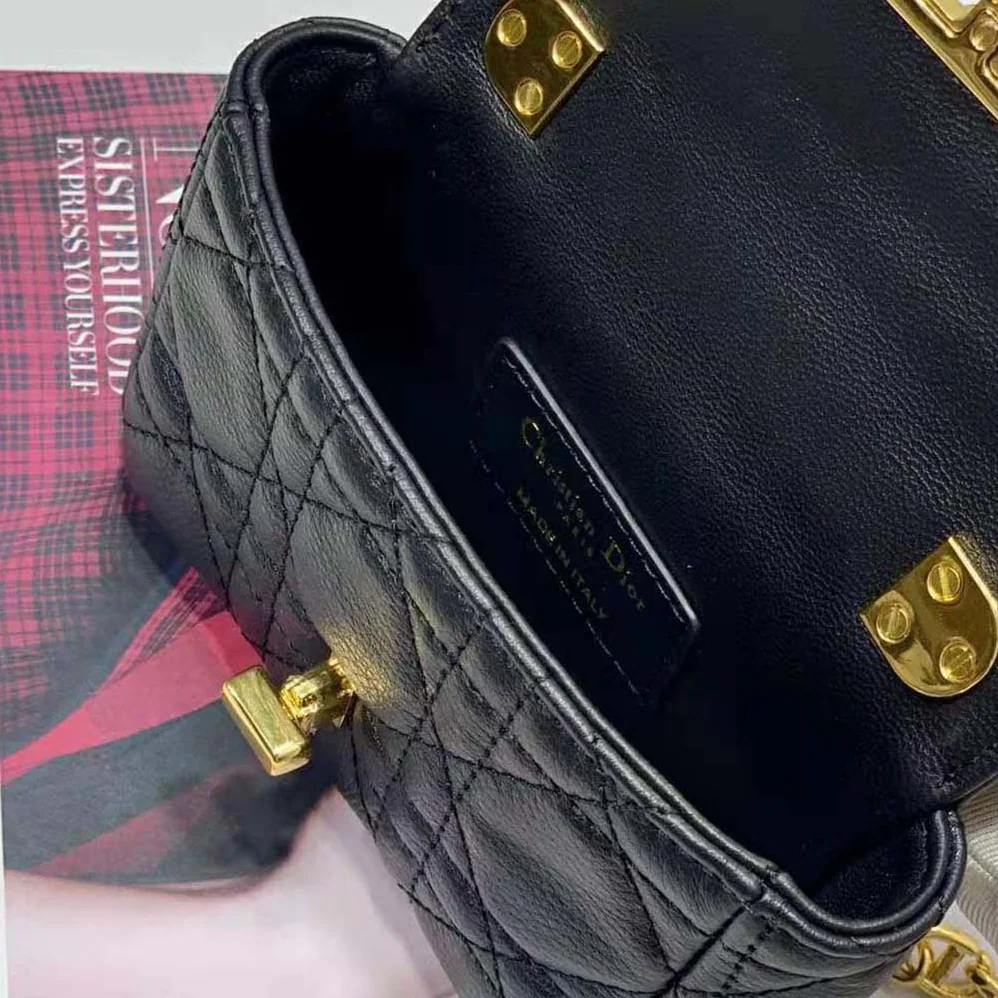 Dior Micro Dior Caro Bag Black Supple Cannage Calfskin for Women