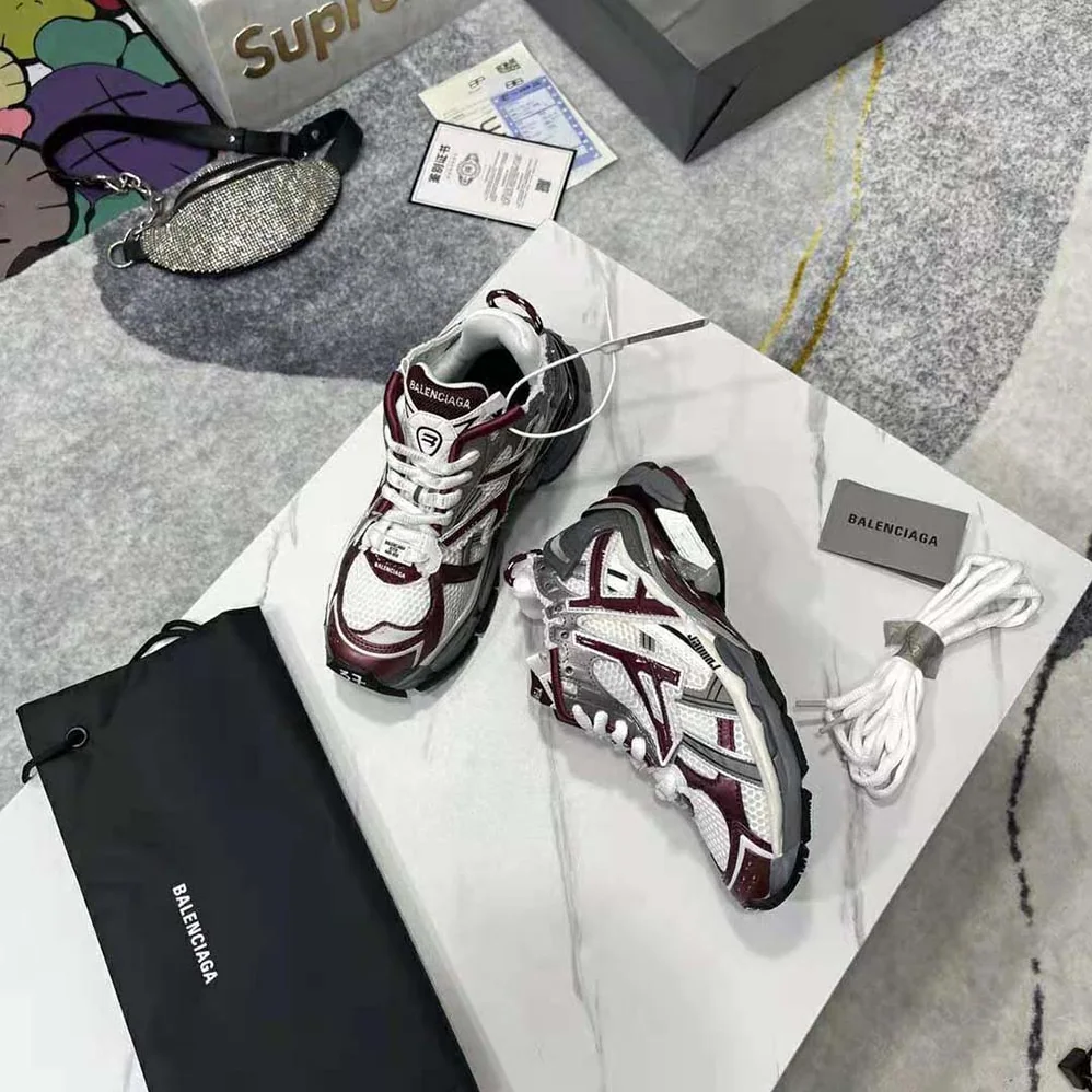 Balenciaga Runner Sneaker in Burgundy Mesh and Nylon for Women